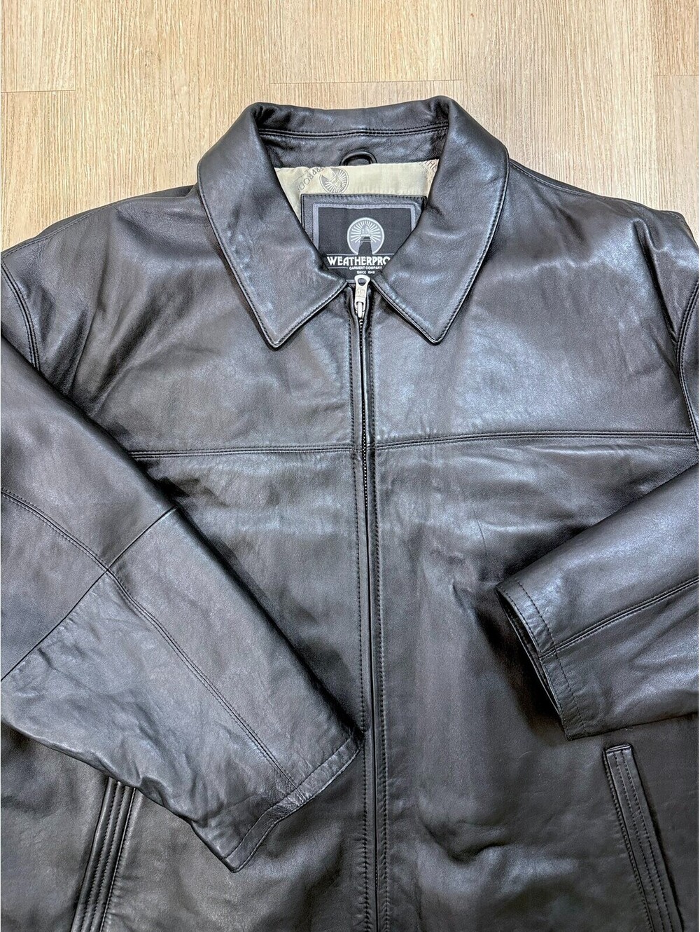 Men's Black Genuine Leather Jacket 4X Collared Insulated Weatherproof